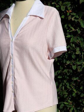 Casual Corner Annex Button-up V-neck Poly Soft Pink Top